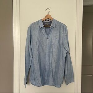 TED BAKER • mens linlins linen blend button down shirt